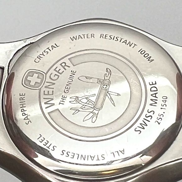 Vintage 90'Wenger  Ladies Swiss Military  Sports 100M White Silver Watch Working - Picture 9 of 10